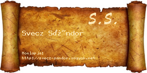 Svecz Sándor névjegykártya