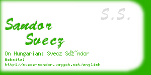 sandor svecz business card